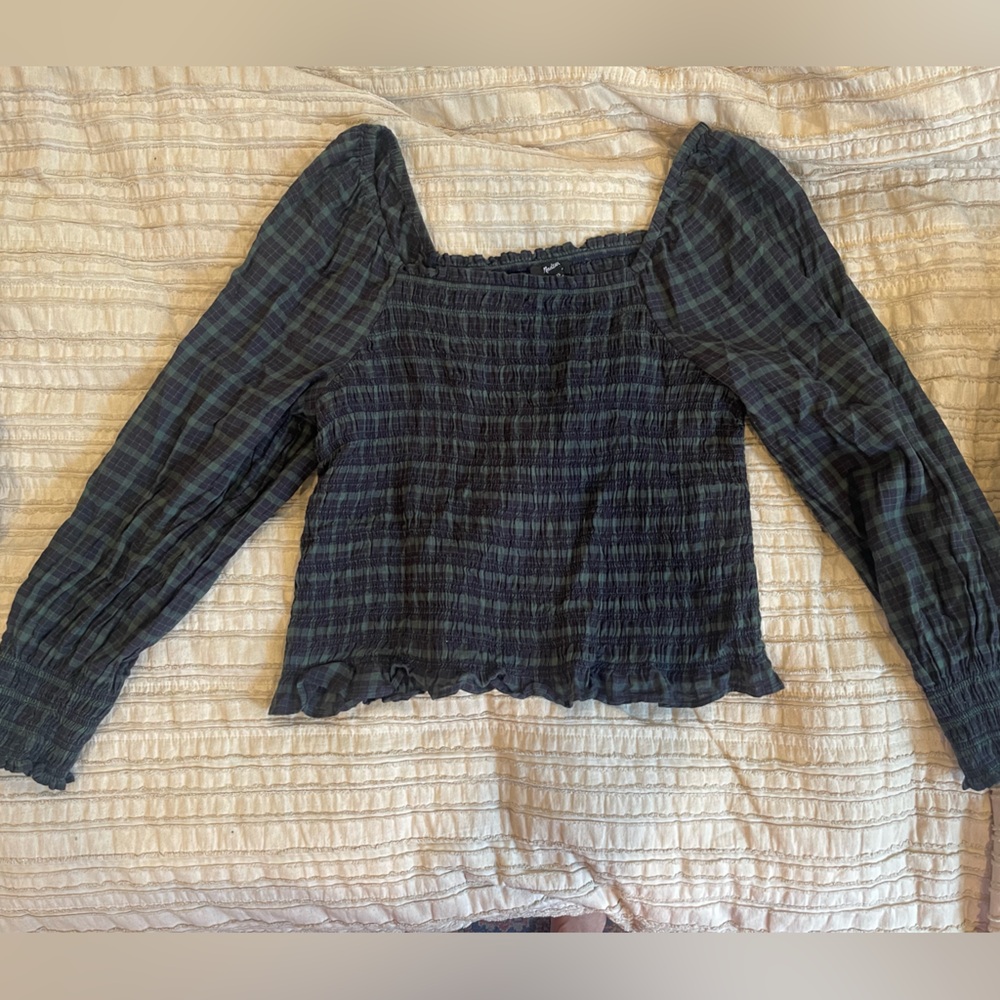 Ruched plaid top